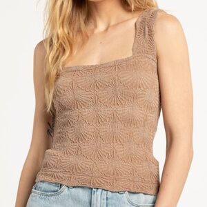 Free People Textured Beige Knit Tank Top
